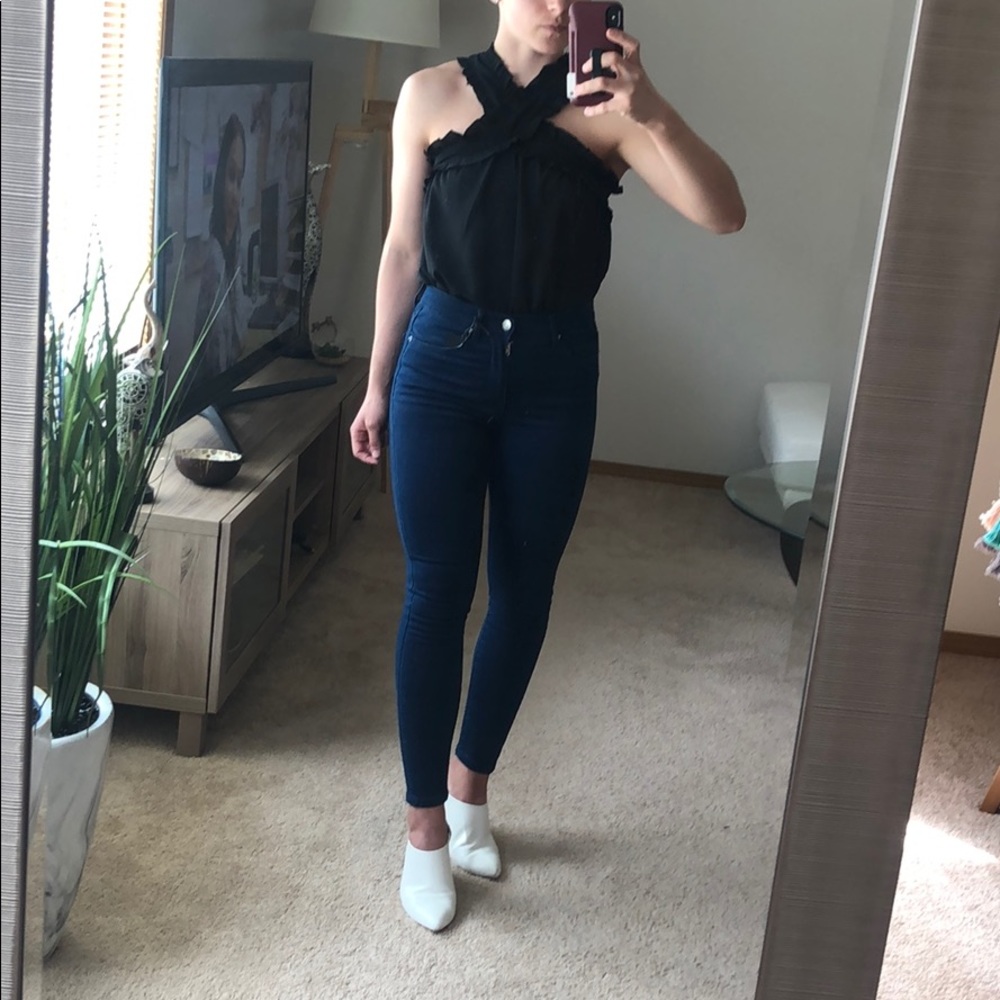 J Crew 0 petite criss cross ruffle blouse - Picture 4 of 8